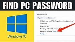 How To Find Pc Password Windows 10