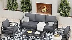 UDPATIO Aluminum Patio Furniture Set, Metal Patio Furniture Outdoor Couch, Aluminum Patio Chairs Outdoor Seating Set for Balcony(Include 4 Sofa Cover)
