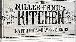 TAILORED CANVASES Kitchen Wall Art Decor - Personalized Rustic Canvas for Home, Living Room, Dining Room, Country Kitchen and Farmhouse - Antique Faith Family Friends Design - Wood Grain, 20"x10"