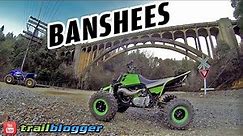 BANSHEES EXPLORING OLD ABANDONED ROADS AND TRAILS RIDING IN THE HILLS ON TWO STROKE ATVS