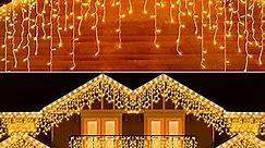 Christmas Lights, Christmas Decorations Outdoor Indoor 416 LEDs 34FT with 8 Modes Icicle String Lights, 2023 New Waterproof Christmas Lights for House, Garden, Holiday, Wedding Party, Yard Decor
