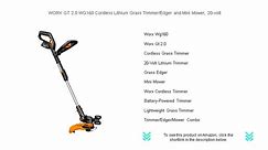 WORX GT 2.0 WG160 Cordless Lithium Grass Trimmer/Edger and Mini Mower, 20-volt