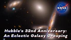 Hubble's 32nd Anniversary: An Eclectic Galaxy Grouping