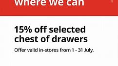 15% off chest of drawers*