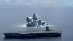 US navy aircraft carrier undergoes 'shock trials' | US News | Sky News