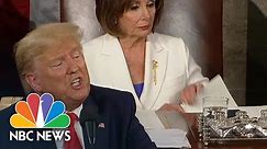 Video Shows Nancy Pelosi Ripping Trump's Speech In Preparation For Tearing It In Half | NBC News