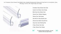 1/4" Frameless Glass Shower Door Bottom Seal, Weather Stripping Seal Sweep with Drip Rail for 1/4 Inch(6mm) Glass, 39"Long J+ 2P