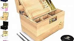 Premium Large Bamboo Box Combination Lock - Storage Box Wooden Locking Storage Box - Storage Wood Box for Herbs and Accessories - Decorative Box with Accessories