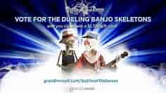 Grandin Road’s Halloween Haven -- “Battle of the Bones” finalist, Dueling Banjo Skeletons