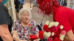 Nursing Home Administrator Gives Out Flowers To Residents on Valentine's Day
