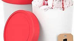StarPack Ice Cream Containers for Homemade Ice Cream (2 Pcs) - Reusable Ice Cream Storage Containers for Freezer - Leak-Free Ice Cream Containers with Lids (Silicone) - 1 Liter per Ice Cream