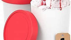 StarPack Ice Cream Containers for Homemade Ice Cream (2 Pcs) - Reusable Ice Cream Storage Containers for Freezer - Leak-Free Ice Cream Containers with Lids (Silicone) - 1 Liter per Ice Cream