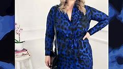 Mini Shirt Dress In Blue Leopard