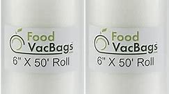 Two 6" X 50' Rolls of FoodVacBags Vacuum Sealer Bags for Foodsaver™ and other vacuum sealer machines