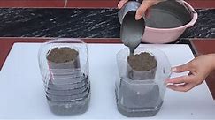 Make cement plant pots from used plastic bottles - Useful decoration for your garden
