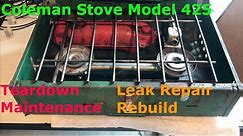 Coleman Stove Model 425 Teardown Maintenance Rebuild and Leak Repair