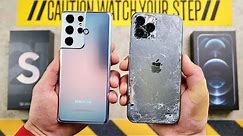 Galaxy S21 Ultra vs iPhone 12 Pro Max Drop Test!