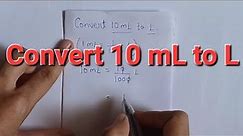 Convert 10 ml to l|| conversion of milliliter to liter