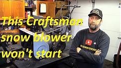 This older Craftsman 5/24 snow blower won't start