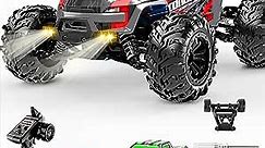 MAVREC TOYS 1:16 Scale Remote Control Car, 4WD RC Monster Trucks, 38KM/H Hobby RC Cars for Adults, 2.4GHz All Terrain RC Truck 4x4 Offroad with LED Light 40+ Mins Play, Gift Toys for Boys