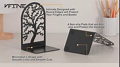 VFINE Bookends 1 Pair, Black Metal Book Ends, Bookends for Shelves, Unique Decorative Tree Book Ends for Shelves, Book Ends to Hold Books, Book Stopper, Bookend for Home Office (Style A)