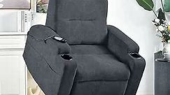 Power Lift Chair Recliners for Eldery, Overstuffed Power Lift Recliner with Massage and Heat, Remote, Bedroom, Living Room, Side Pocket (Grey)