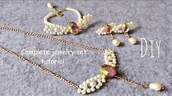 Beaded Jewelry Set Tutorial / Easy To Make Necklace, Earrings and Bracelet.