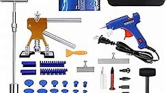 XINISS Dent Puller Kit, 58pcs Paintless Dent Repair Kit with Lifter, Slide Hammer T-bar Dent Puller, and Glue Gun for Car Dent Remove for Automobile Body Motorcycle Refrigerator (Dent Puller Kit 58)