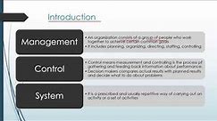 Introduction To Management Control System