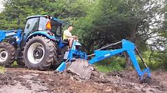 Woods 1050 Backhoe In Action - On New Holland T4.95