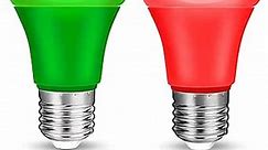 Red Light Bulb Green Light Bulb 9W (60W Equivalent) E26 Base Non-Dimmable, LED Colored Light Bulbs for Halloween Christmas Party Holiday Lighting 2-Pack (1 Red + 1 Green)