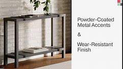 Modern Farmhouse Entryway Table – Skinny Console Table with Storage and Metal Details - Living Room Furniture - Small Hallway Table - Industrial Home Decor (Weathered Grey Finish)