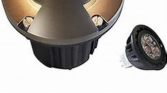 MALORY Brass Top Cover Landscape Well Lights, 12V Low Voltage Outdoor In Ground Lights,Landscape Lighting for Pathway, Driveway and Garden (Two-Direction Turret, 4-Pack with Bulb)