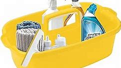 Cleaning Caddy, Cleaning Caddy Organizer with Handle, Plastic Tool Storage Cleaning Supply Caddy for College Dorm, Kitchen, Garden, Under Sink, Yellow