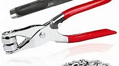 150Pcs 1/2 Inch Grommet Tool Kit, Leather Hole Punch Pliers, Grommets Kit with 150 Metal Eyelets in Silver for Leather, Shoes, Fabric, Belts