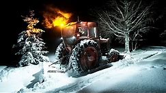 Vintage 1950s Nuffield Tractor Plowing Snow