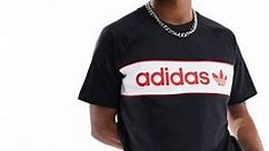 adidas Originals linear logo t-shirt in black, white and red | ASOS