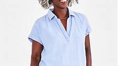 Style & Co Women's Cotton Gauze Popover Collared Top, Created for Macy's - Macy's
