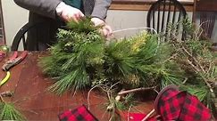 How to make a Christmas wreath out of a coat hanger and tree branches