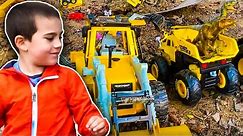 Playing with Excavator Toys Outside! | Construction Trucks for Kids | JackJackPlays