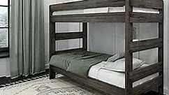 Max & Lily Bunk Bed, Twin-Over-Twin Bed Frame For Kids, Solid Wood Bunk Bed for Kids, No Box Spring NeededBarnwood Brown