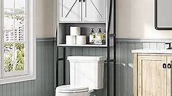 Over The Toilet Storage Cabinet, Over Toilet Bathroom Organizer with Barn Doors Above Toilet Storage Cabinet Spacesaver Rack Behind Toilet Bathroom Organizer Over The Toilet Storage (Gray)