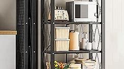 JOYBOS 4-Shelf Foldable Storage Shelves with Wheels, Heavy Duty Metal Shelving, No Assembly Organizer Wire Shelf Rack for Garage Kitchen, Basement, Pantry, Holds up to 1000 pounds…