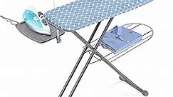 APEXCHASER Ironing Board with Iron Rest, Clothes Hanger, Extra Thick Heat-Resistant Cover, Heavy Duty, Adjustable Heights, Iron Board for Home Or Laundry Rooms Use 13x43 Blue