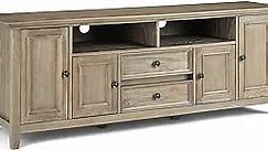 SIMPLIHOME Amherst SOLID WOOD 72 Inch Wide Transitional TV Media Stand in Distressed Grey for TVs up to 80 Inch, For the Living Room and Entertainment Center