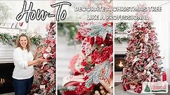 2023 Christmas Tree Decorating Tutorial //Red & White Christmas Decor
