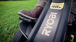 RYOBI 30 in. 48-Volt Brushless 50 Ah Battery Electric Rear Engine Riding Mower and Bagging Kit RY48130-1A