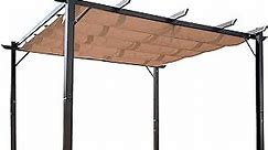 Outsunny 10' x 10' Aluminum Patio Pergola with Retractable Pergola Canopy, Backyard Shade Shelter for Porch, Outdoor Party, Garden, Grill Gazebo, Brown