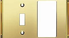 LIDER Reflective Acrylic Combination Wall Plate, Mirrored Double Switch Plate, Combo Toggle Switch and Decorator Outlet Cover, Acrylic Glass, Oversized 2-Gang 5.25" x 5.25", LWP-1131O-AGD, Gold