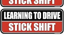 GEEKBEAR Learning to Drive Stick Shift Car Magnet - Colorful, Reflective, Weather-Resistant - Rectangular 8.7 x 3.5 in (Black/Red, 3 Pack)